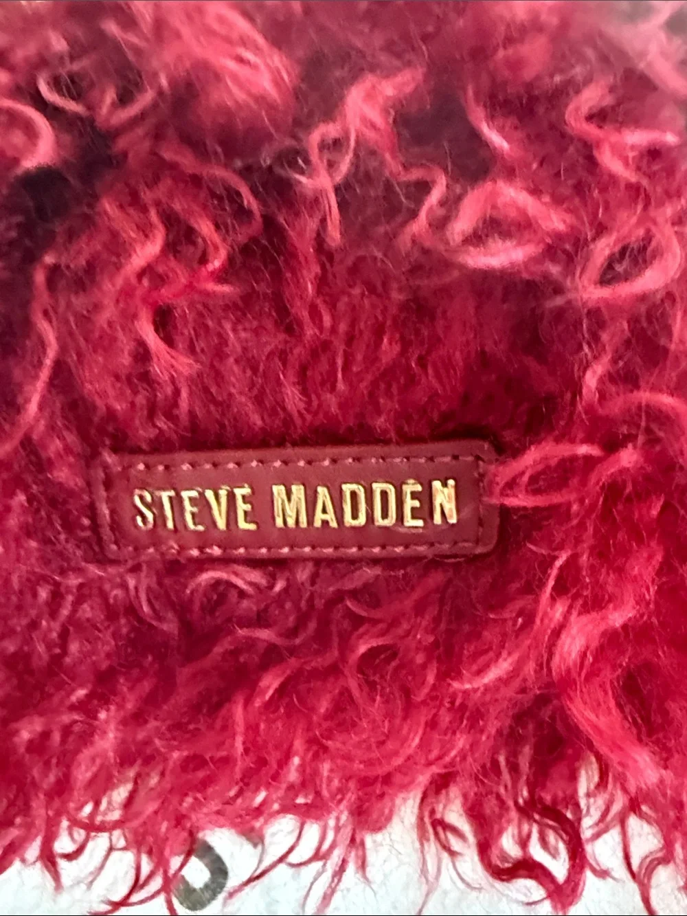 Steve Madden Biconn Red Fuzzy Shoulder Bag NWT
